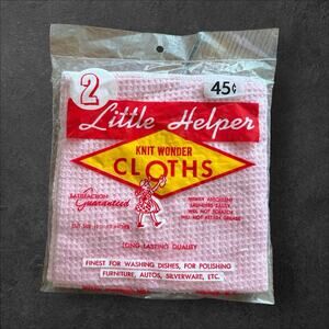 Vintage NOS Little Helper Knit Wonder Cloths Walsh Knitting Mills NY 2 Pack Pink